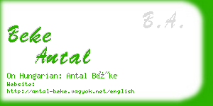 beke antal business card